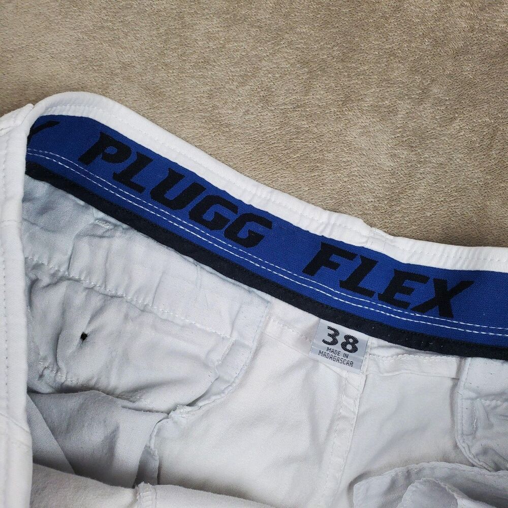 Plugg Flex Shorts Mens 40 Measured White Flat Front Stretch Chino Summer - Picture 4 of 10